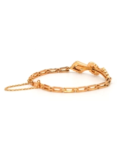 Bracelet Art Nouveau en or jaune 18 carats serti d'émeraudes et de perles - 6