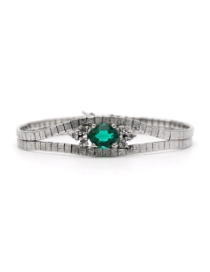 Bracelet Années 70 en argent 925 serti d'un strass - 1