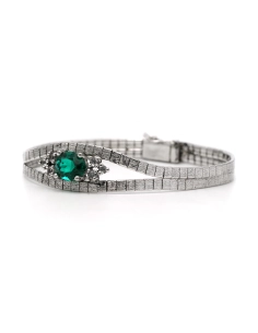 Bracelet Années 70 en argent 925 serti d'un strass - 2