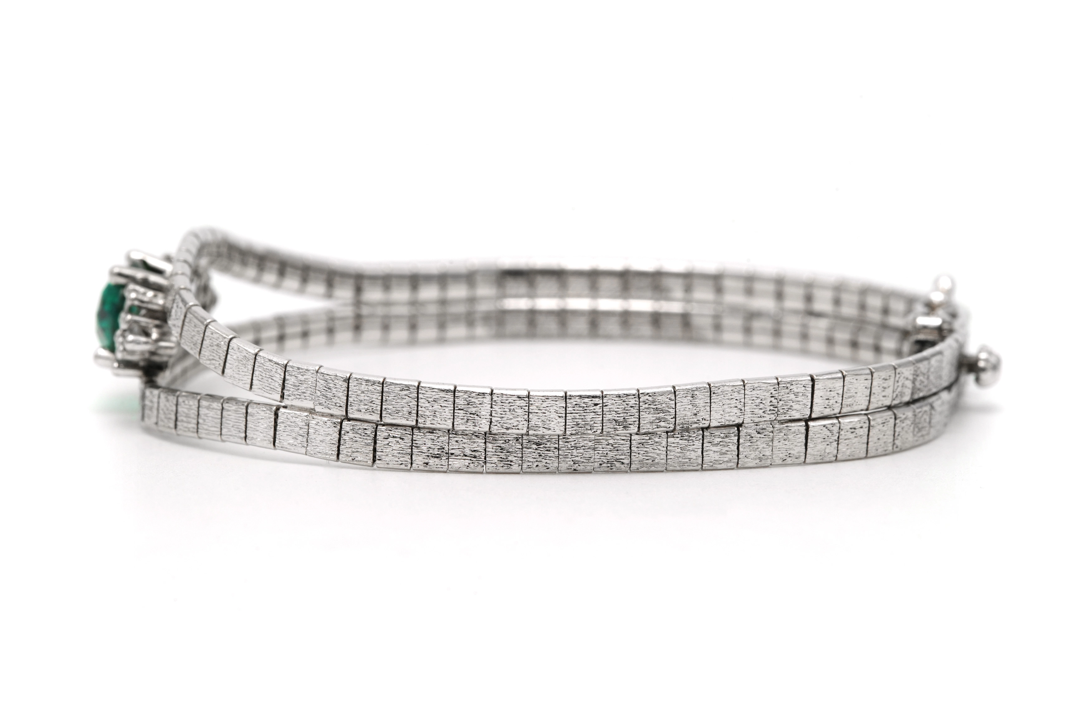 Bracelet Années 70 en argent 925 serti d'un strass - 3