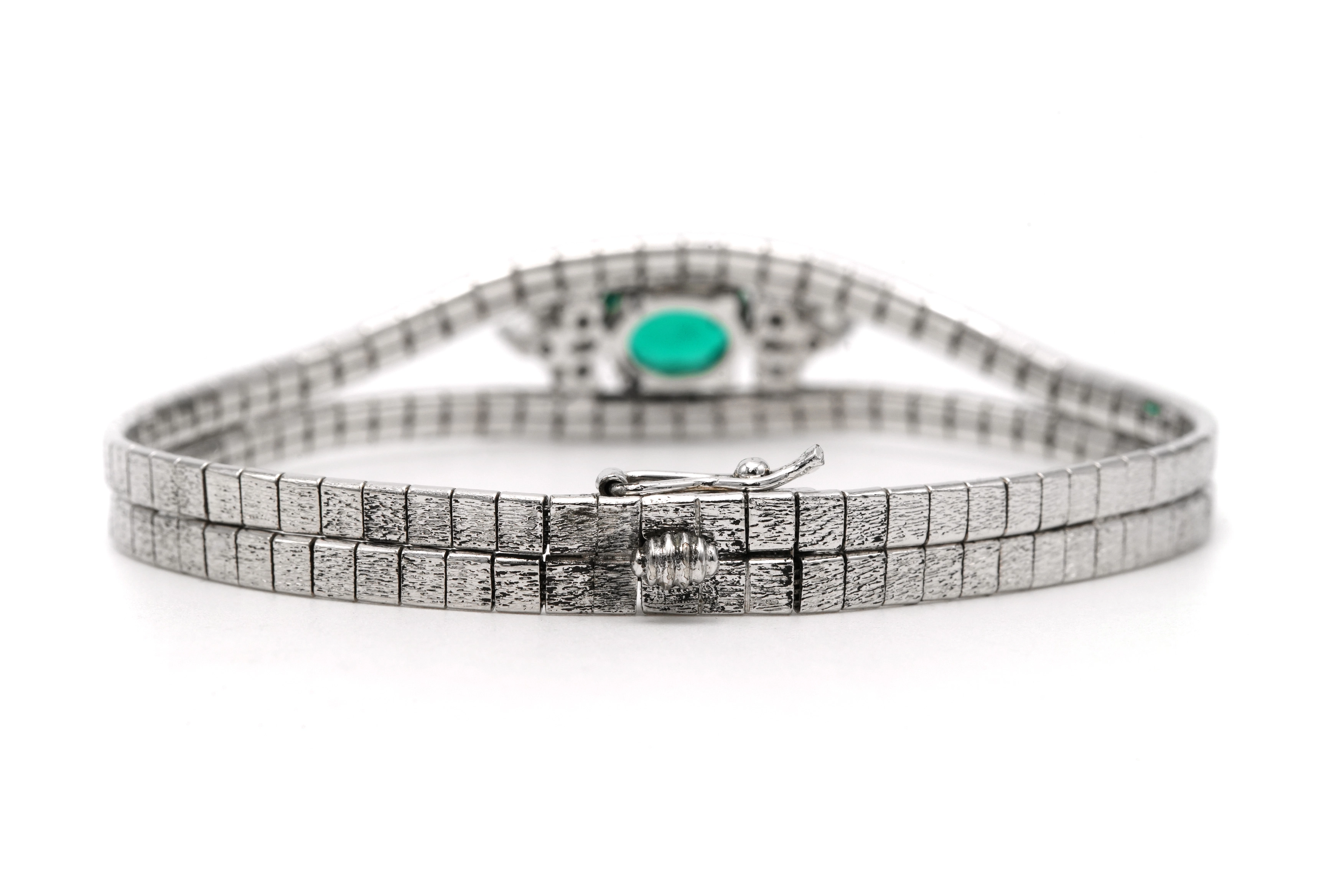 Bracelet Années 70 en argent 925 serti d'un strass - 4