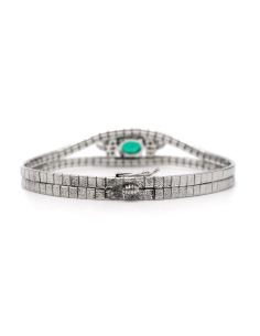 Bracelet Années 70 en argent 925 serti d'un strass - 4