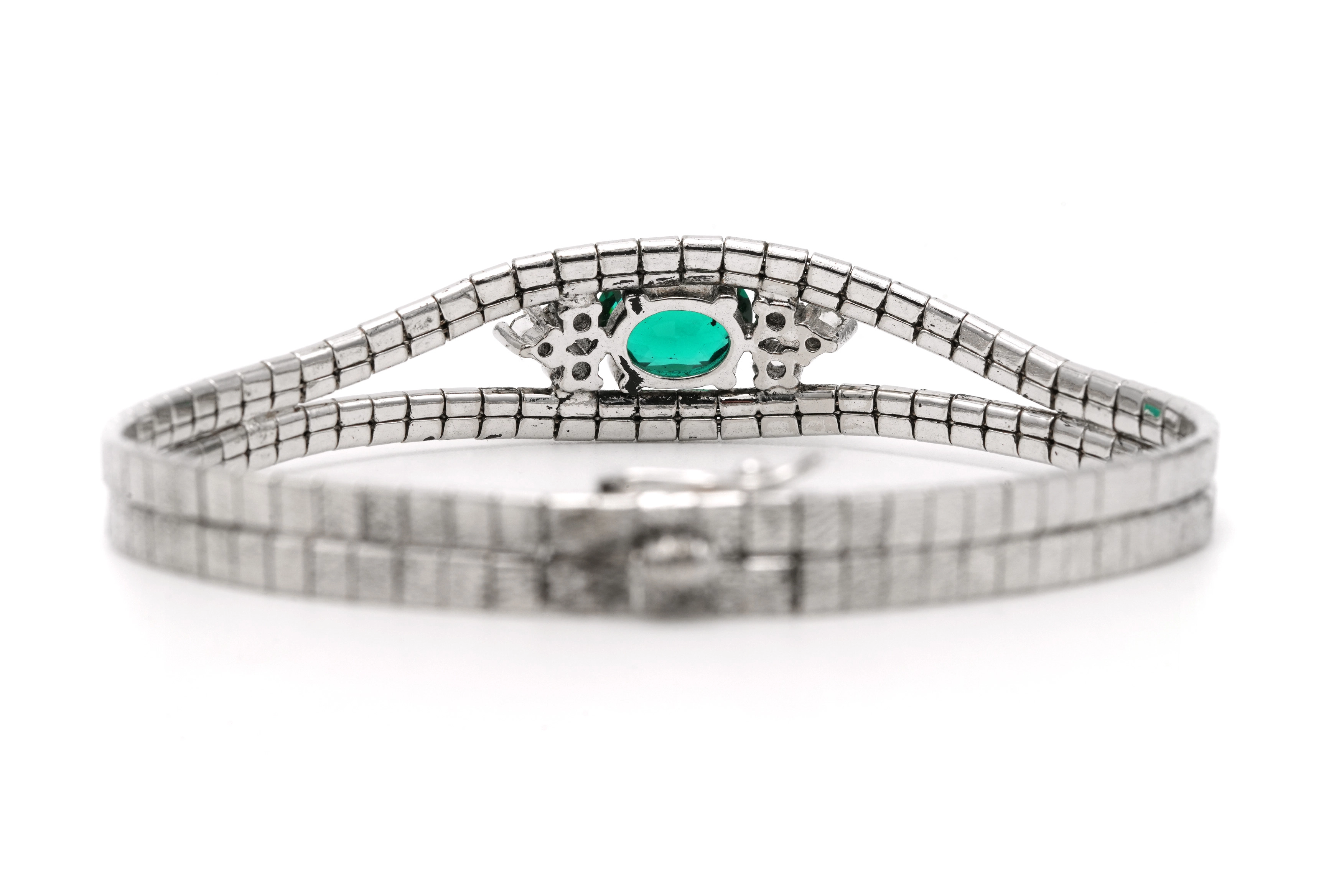 Bracelet Années 70 en argent 925 serti d'un strass - 5