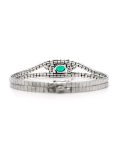Bracelet Années 70 en argent 925 serti d'un strass - 5