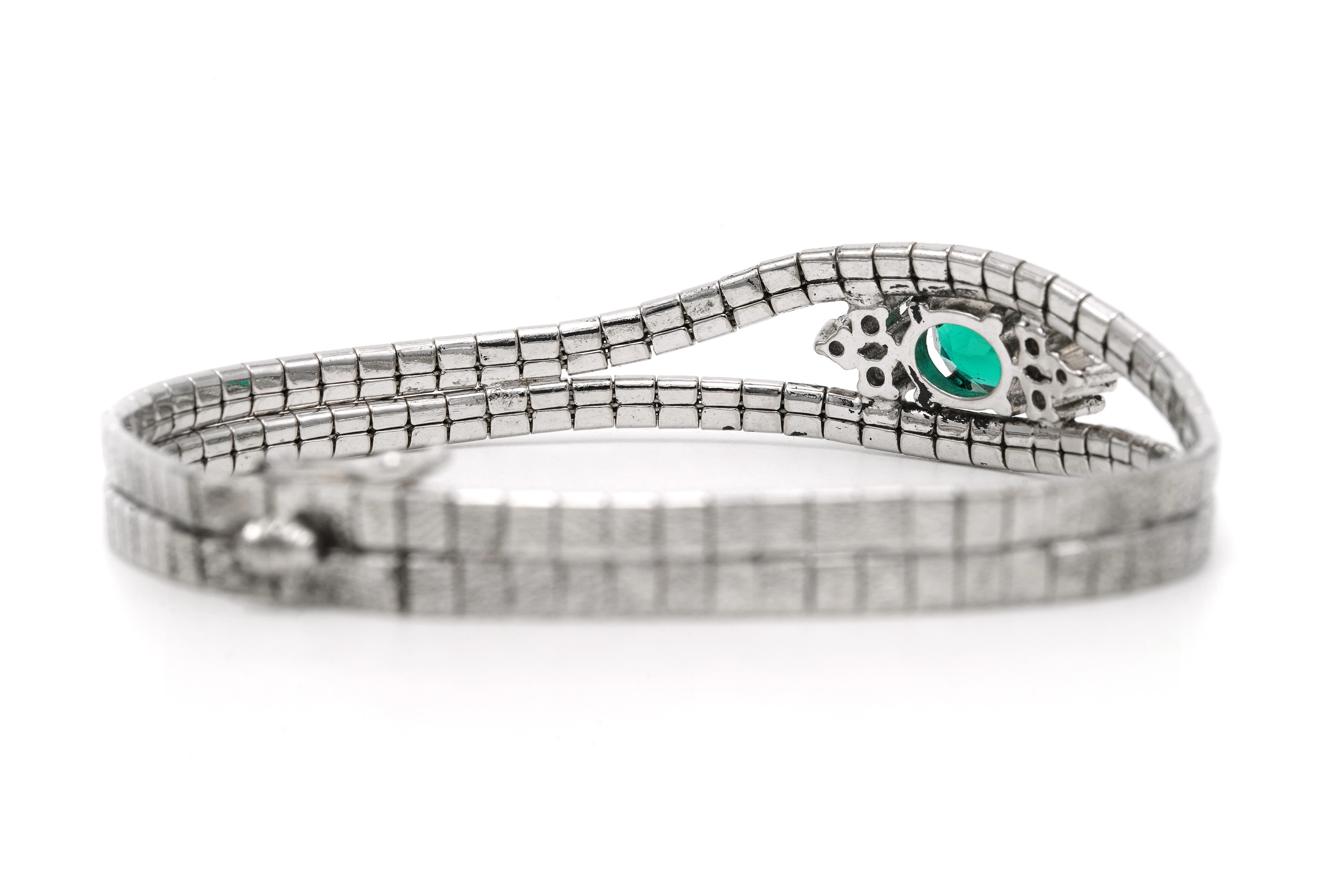 Bracelet Années 70 en argent 925 serti d'un strass - 6