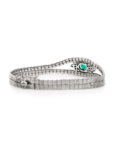 Bracelet Années 70 en argent 925 serti d'un strass - 6