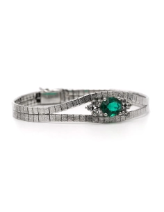 Bracelet Années 70 en argent 925 serti d'un strass - 7