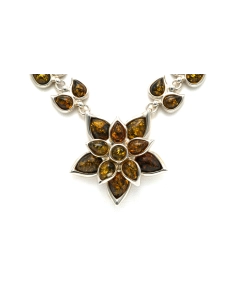 Collier contemporain en argent 925 serti d'ambre - 2