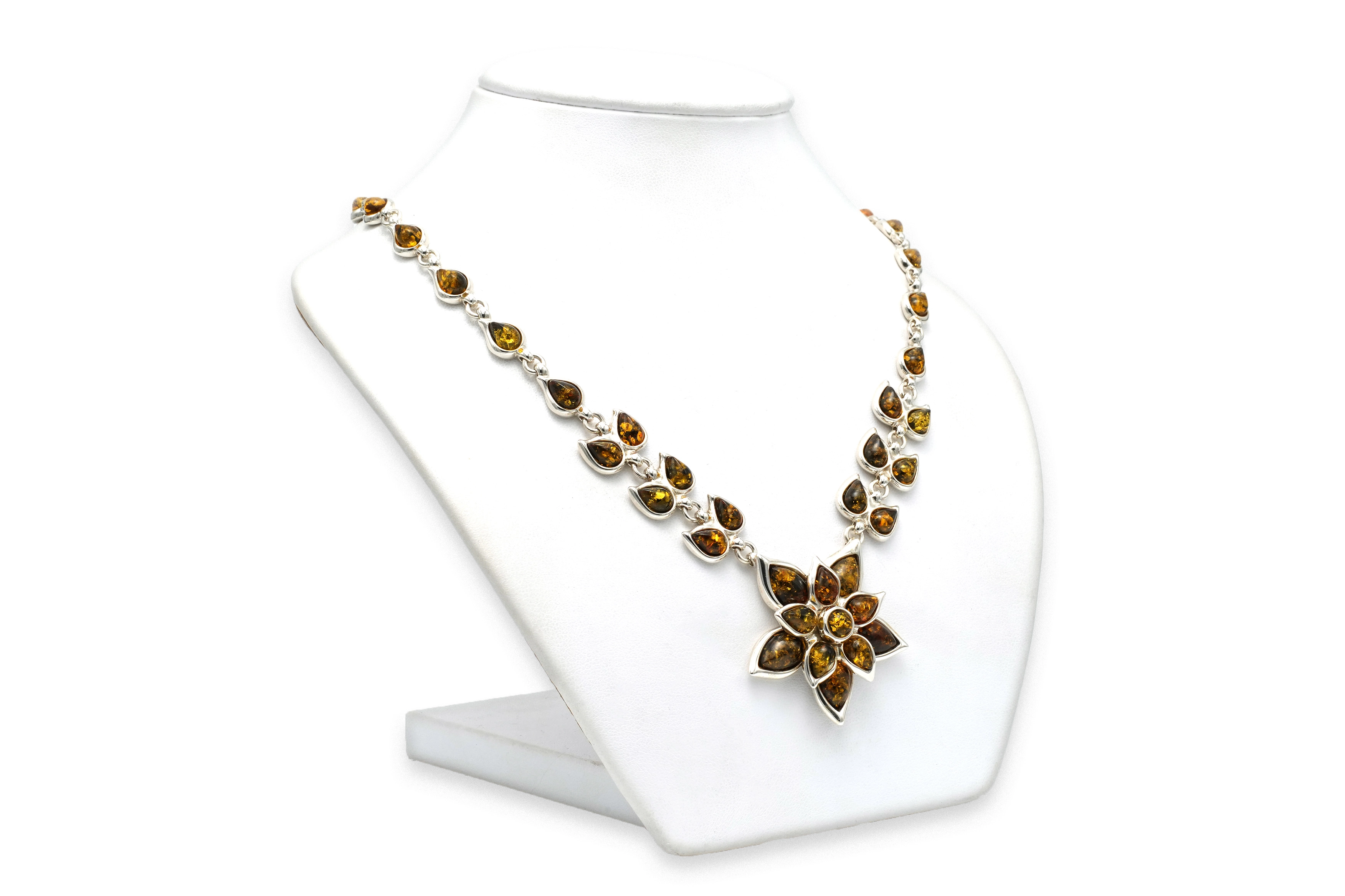 Collier contemporain en argent 925 serti d'ambre - 3