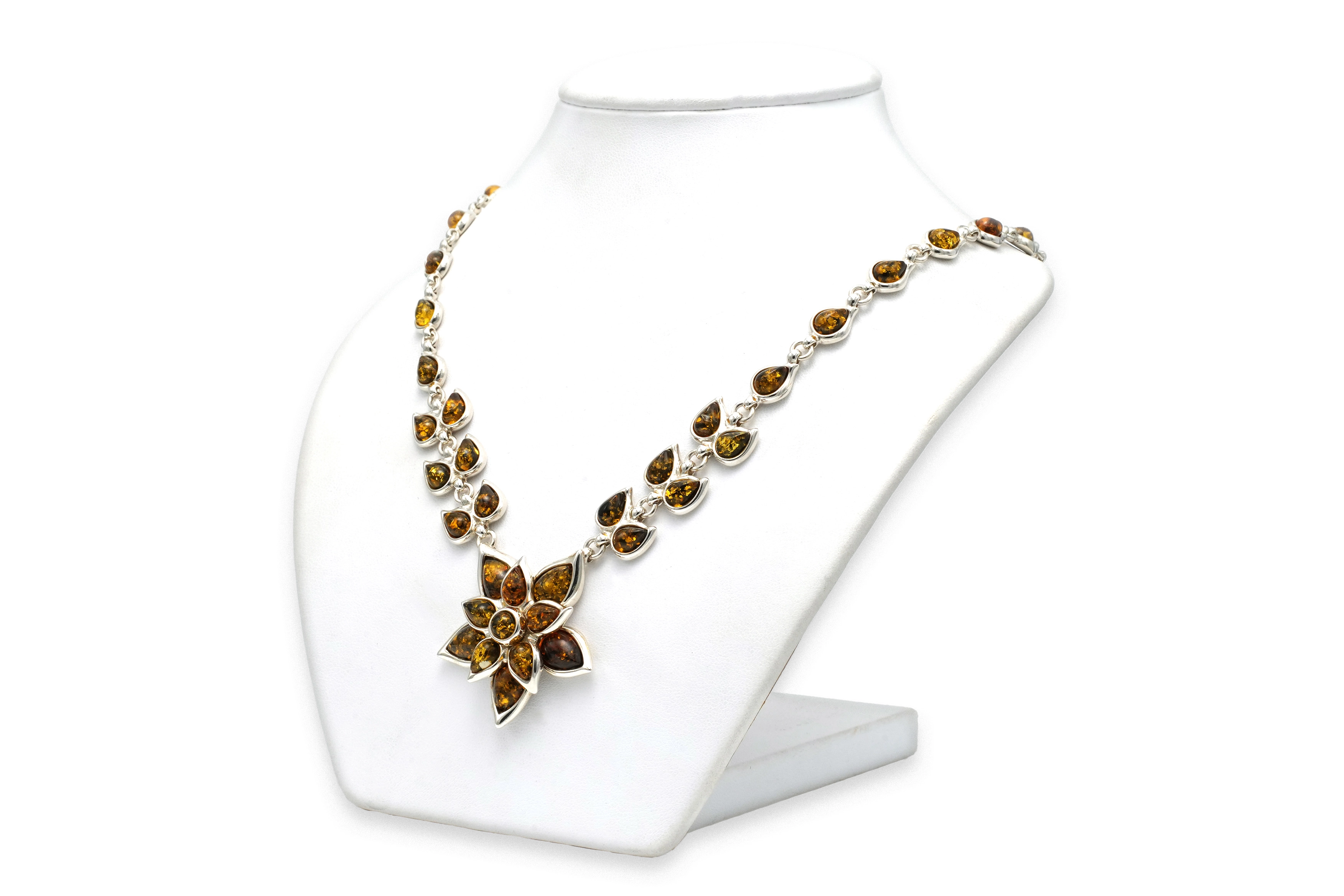 Collier contemporain en argent 925 serti d'ambre - 4