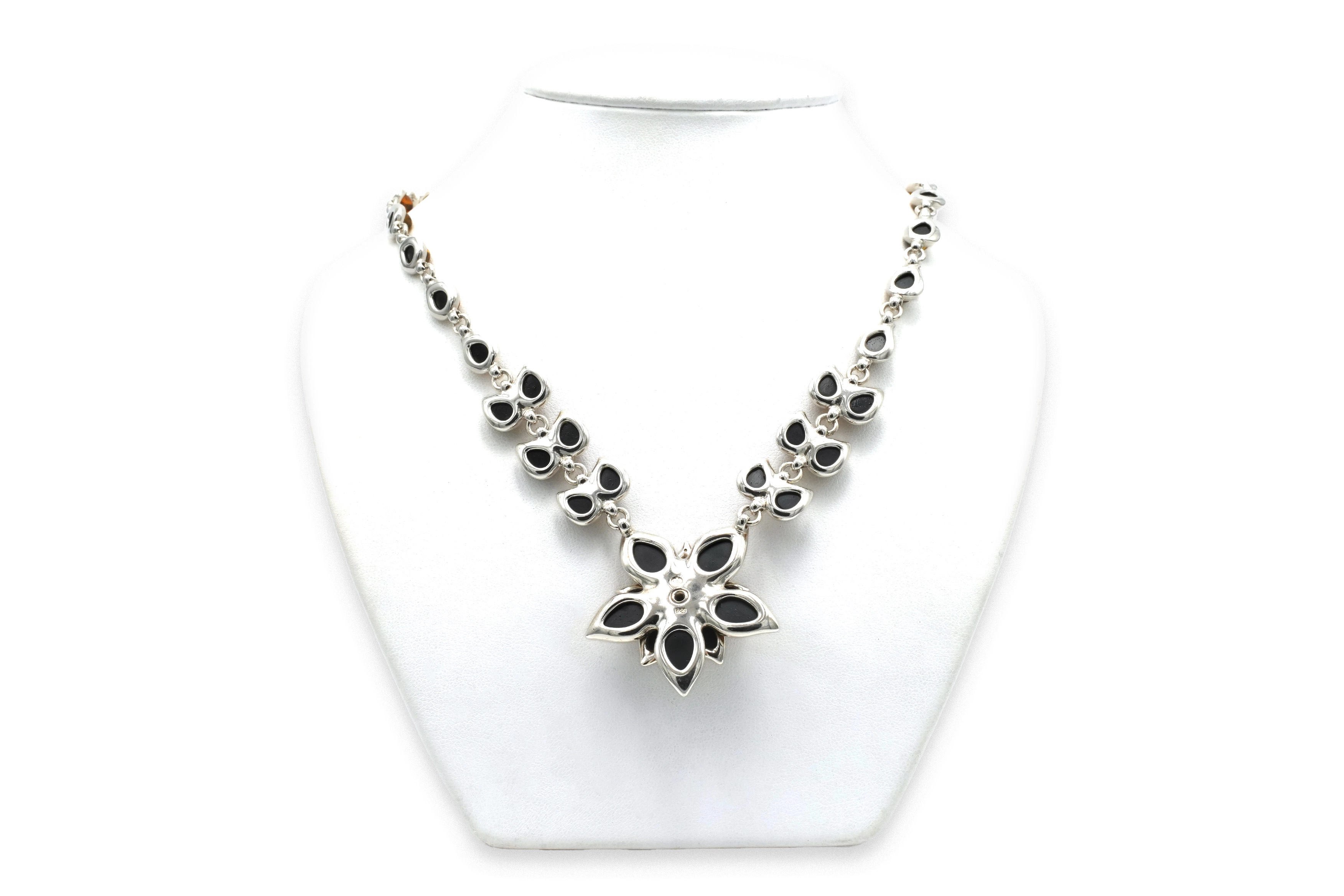 Collier contemporain en argent 925 serti d'ambre - 5