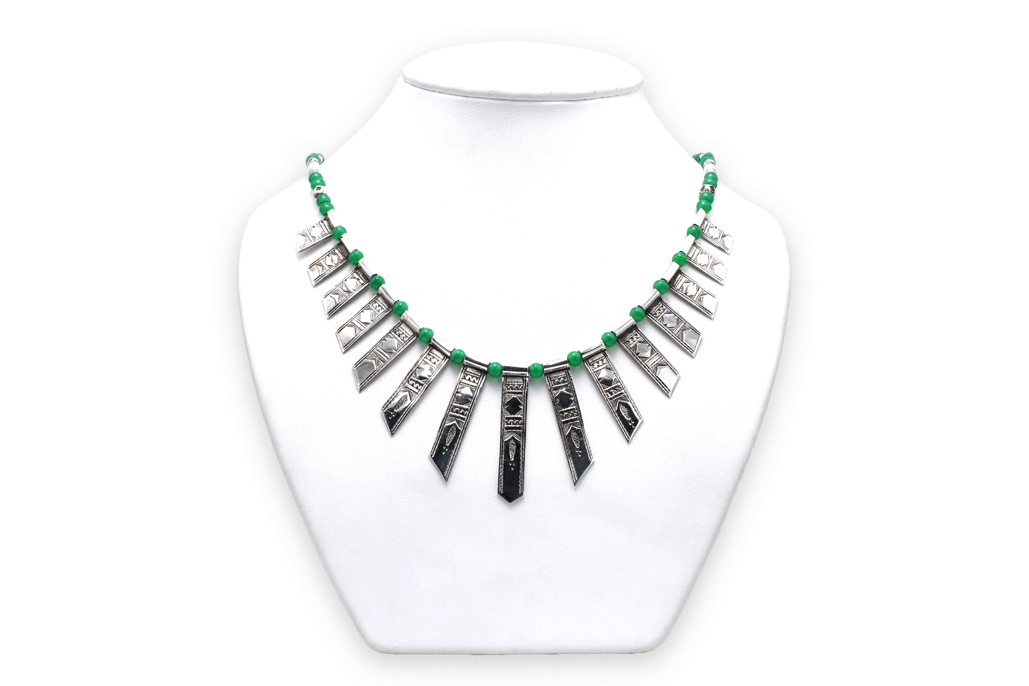 Collier contemporain en argent serti de chrysocolle - 2
