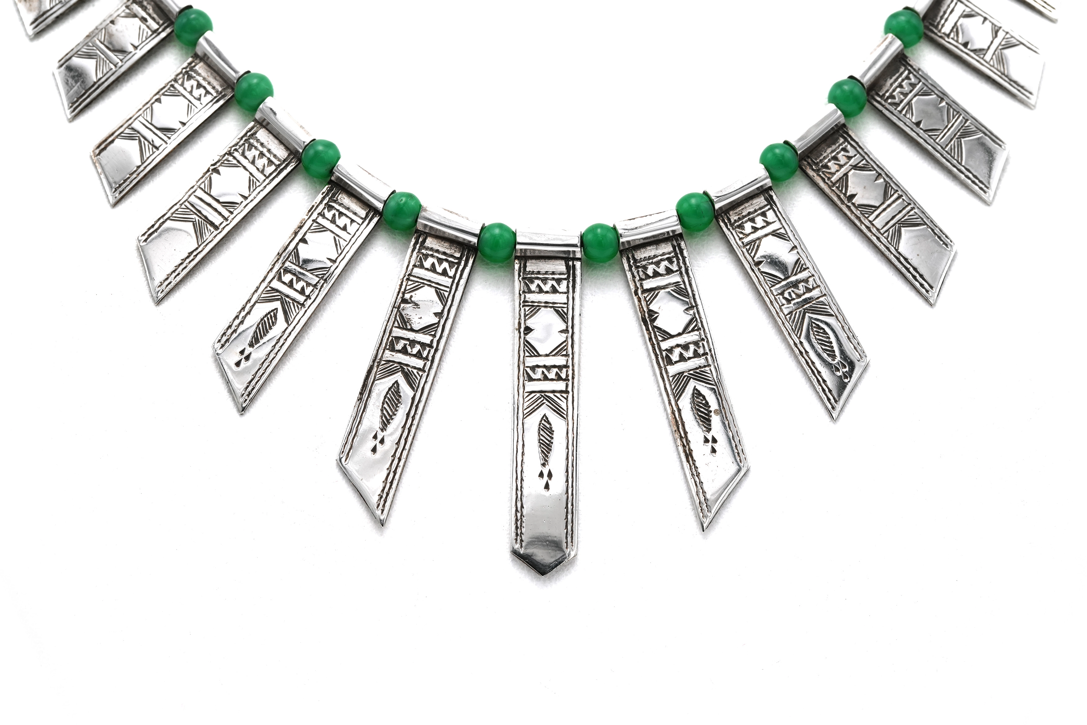 Collier contemporain en argent serti de chrysocolle - 1