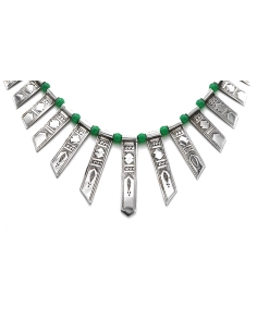 Collier contemporain en argent serti de chrysocolle - 1