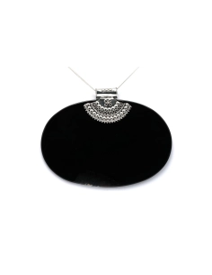 Pendentif contemporain en argent serti d'une agate - 1