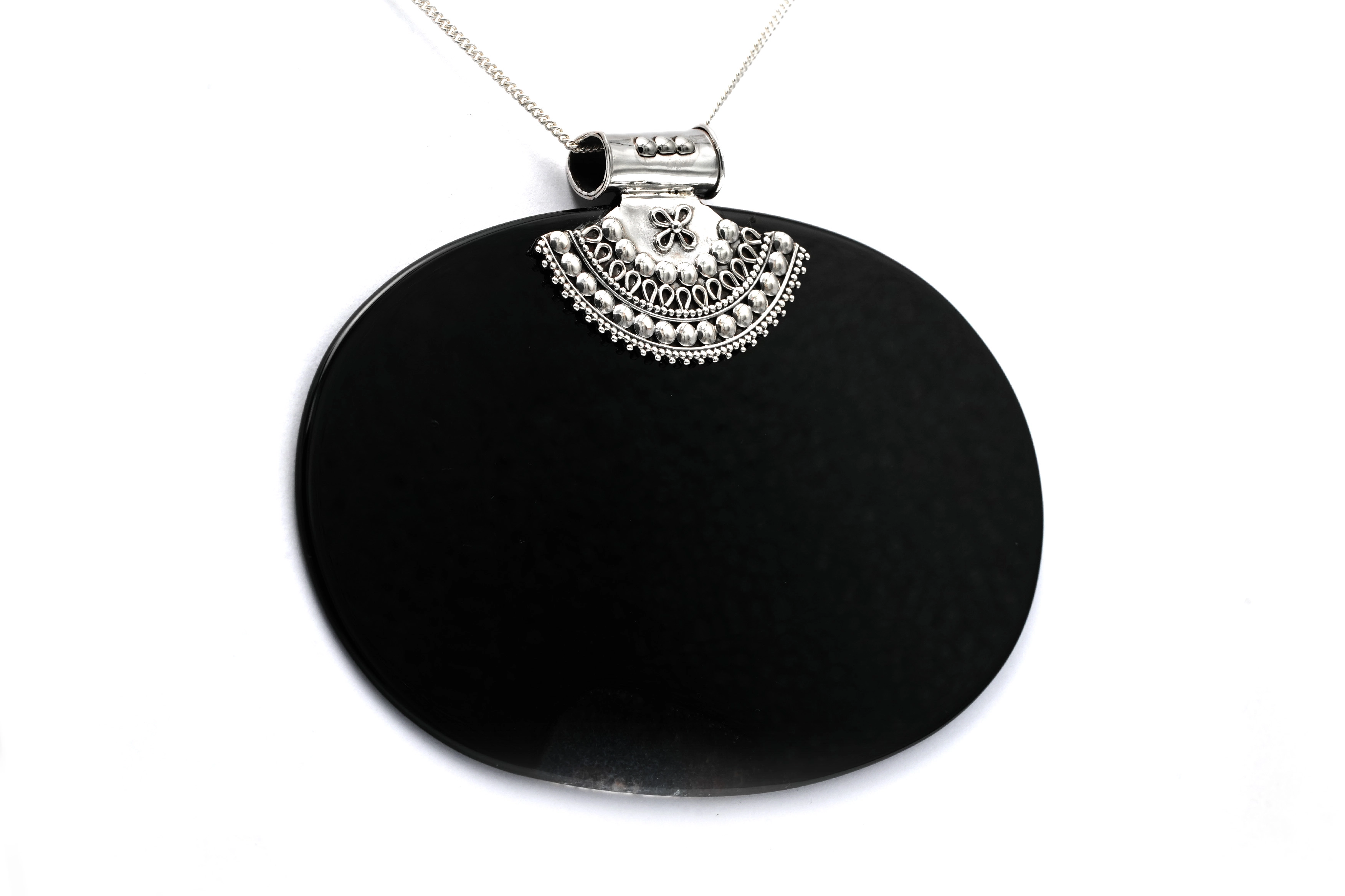 Pendentif contemporain en argent serti d'une agate - 3
