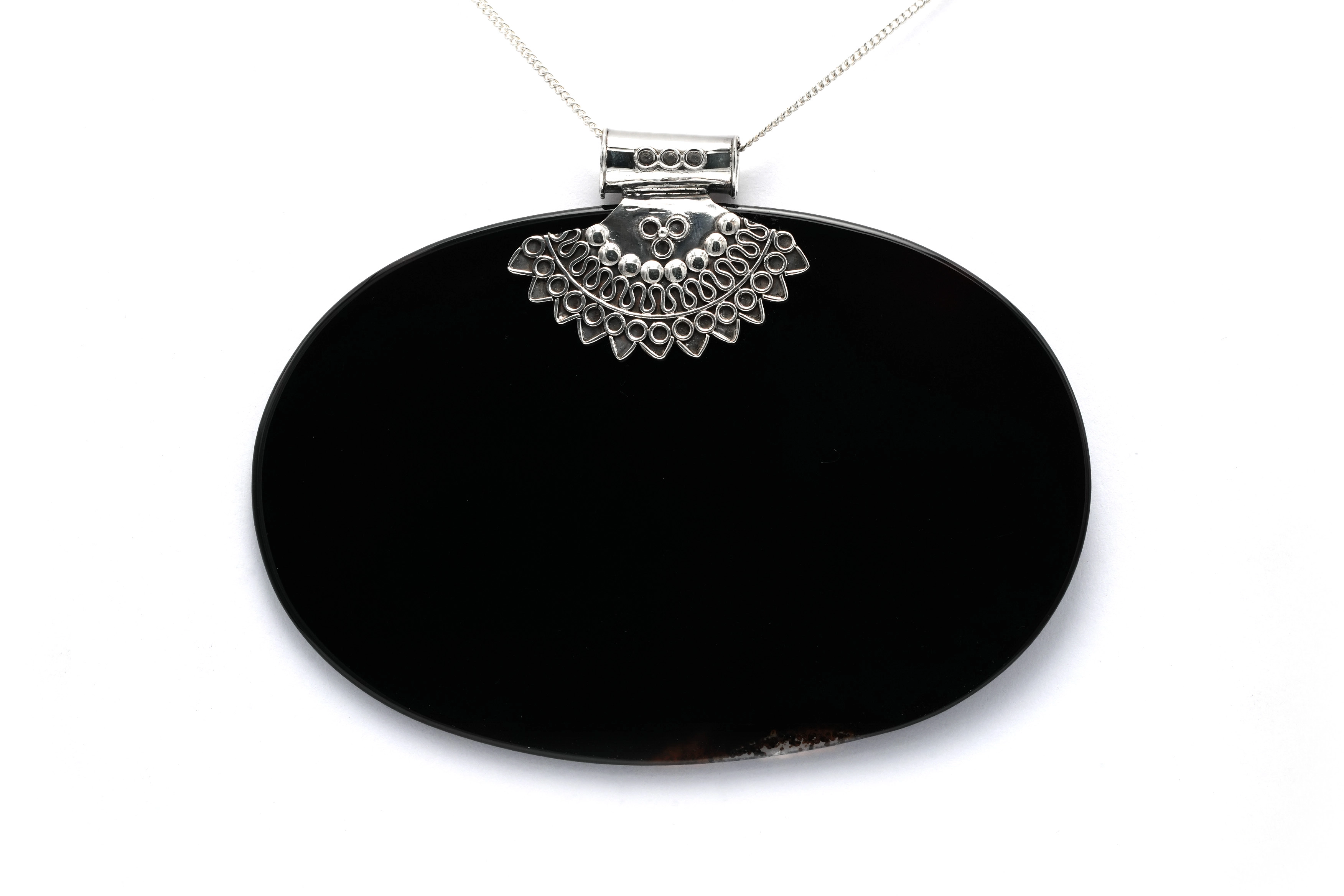 Pendentif contemporain en argent serti d'une agate - 4