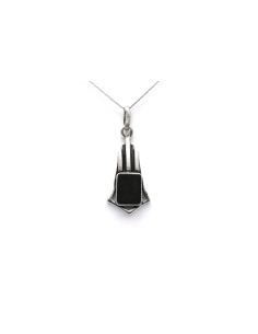 Pendentif Art Déco en argent serti d'ébène - 1