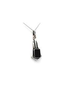 Pendentif Art Déco en argent serti d'ébène - 2
