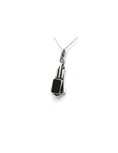 Pendentif Art Déco en argent serti d'ébène - 3