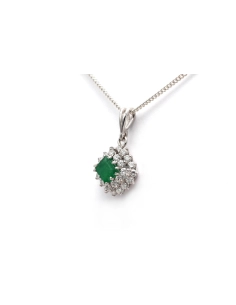 Pendentif contemporain en or blanc 18 carats serti d'une émeraude et de diamants taille "brillant" (+-0.70ct) - 3