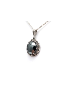 Pendentif Art Déco en argent serti d'une hématite et de marcassites - 3