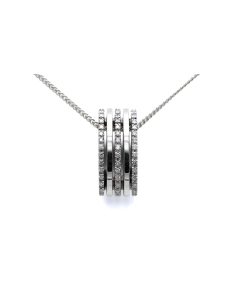 Pendentif contemporain en or blanc 18 carats serti de diamants taille "brillant" (+-0.39ct) - 1