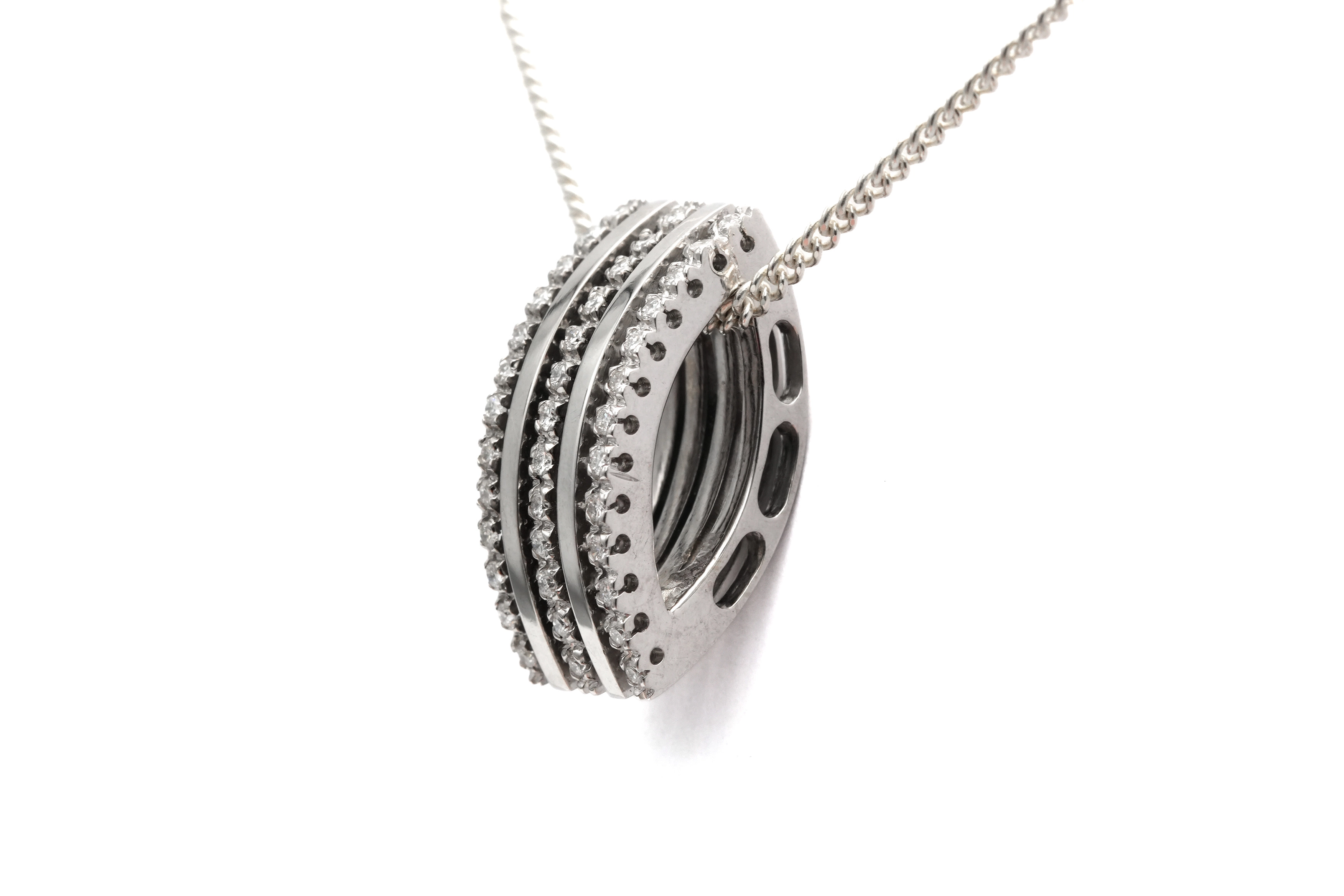 Pendentif contemporain en or blanc 18 carats serti de diamants taille "brillant" (+-0.39ct) - 4