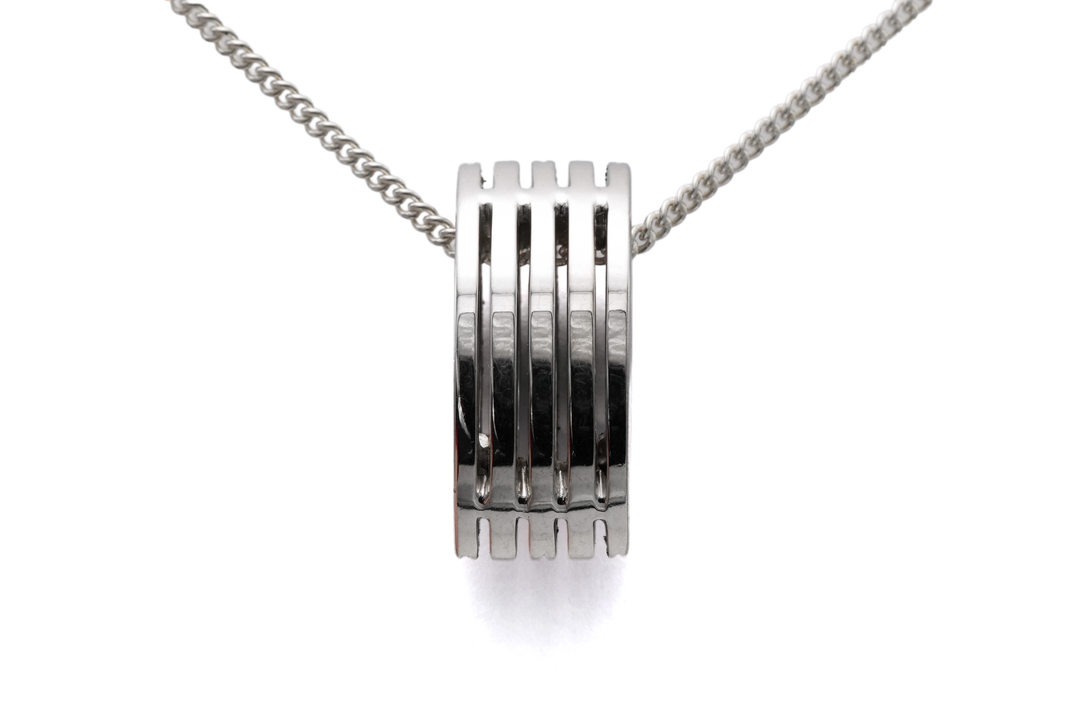 Pendentif contemporain en or blanc 18 carats serti de diamants taille "brillant" (+-0.39ct) - 6