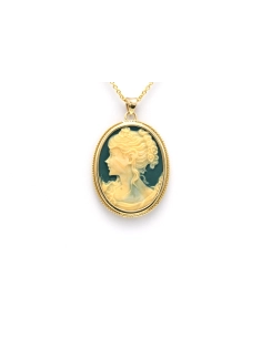 Pendentif Années 50 en or jaune 18 carats serti d'un camée et de nacre - 1