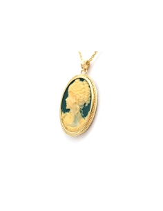 Pendentif Années 50 en or jaune 18 carats serti d'un camée et de nacre - 3
