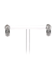 Boucles d'oreilles contemporaines en or blanc 18 carats serties de diamants taille "brillant" (+-0.42ct) - 1
