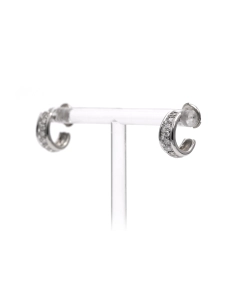 Boucles d'oreilles contemporaines en or blanc 18 carats serties de diamants taille "brillant" (+-0.42ct) - 2