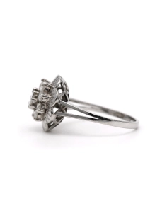 Bague Art Déco en or blanc 18 carats sertie de diamants taille "rose" - 3