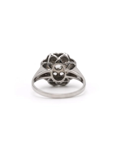 Bague Art Déco en or blanc 18 carats sertie de diamants taille "rose" - 4