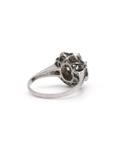 Bague Art Déco en or blanc 18 carats sertie de diamants taille "rose" - 5