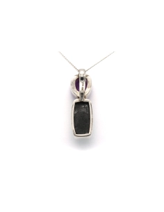 Pendentif contemporain en argent 925 serti d'une améthyste et d'une uvarovite - 4