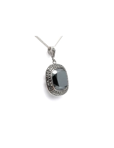 Pendentif Art Déco en argent serti d'une hématite et de marcassites - 2