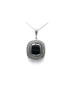 Pendentif Art Déco en argent serti d'une hématite et de marcassites - 1