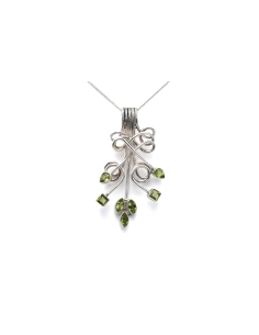 Pendentif contemporain en argent 925 serti de péridots - 1