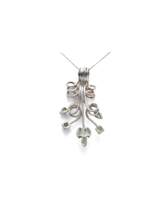 Pendentif contemporain en argent 925 serti de péridots - 4