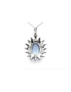 Pendentif Art Déco en argent serti d'une spinelle de synthèse et de marcassites - 4