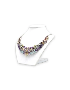 Collier contemporain en argent 925 serti de saphirs, de rubis, d'améthystes, de citrines, de grenats, de topazes et de péridots 