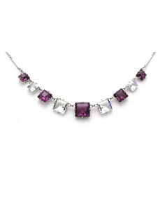 Collier Art Déco en argent serti de topazes et d'améthystes - 4