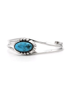 Bracelet Années 70 en argent 925 serti d'une turquoise - 2