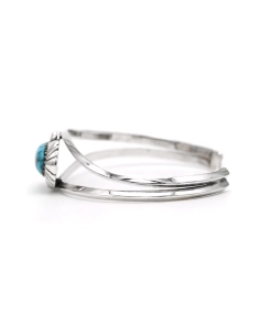 Bracelet Années 70 en argent 925 serti d'une turquoise - 3