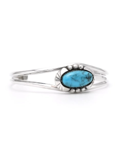 Bracelet Années 70 en argent 925 serti d'une turquoise - 6