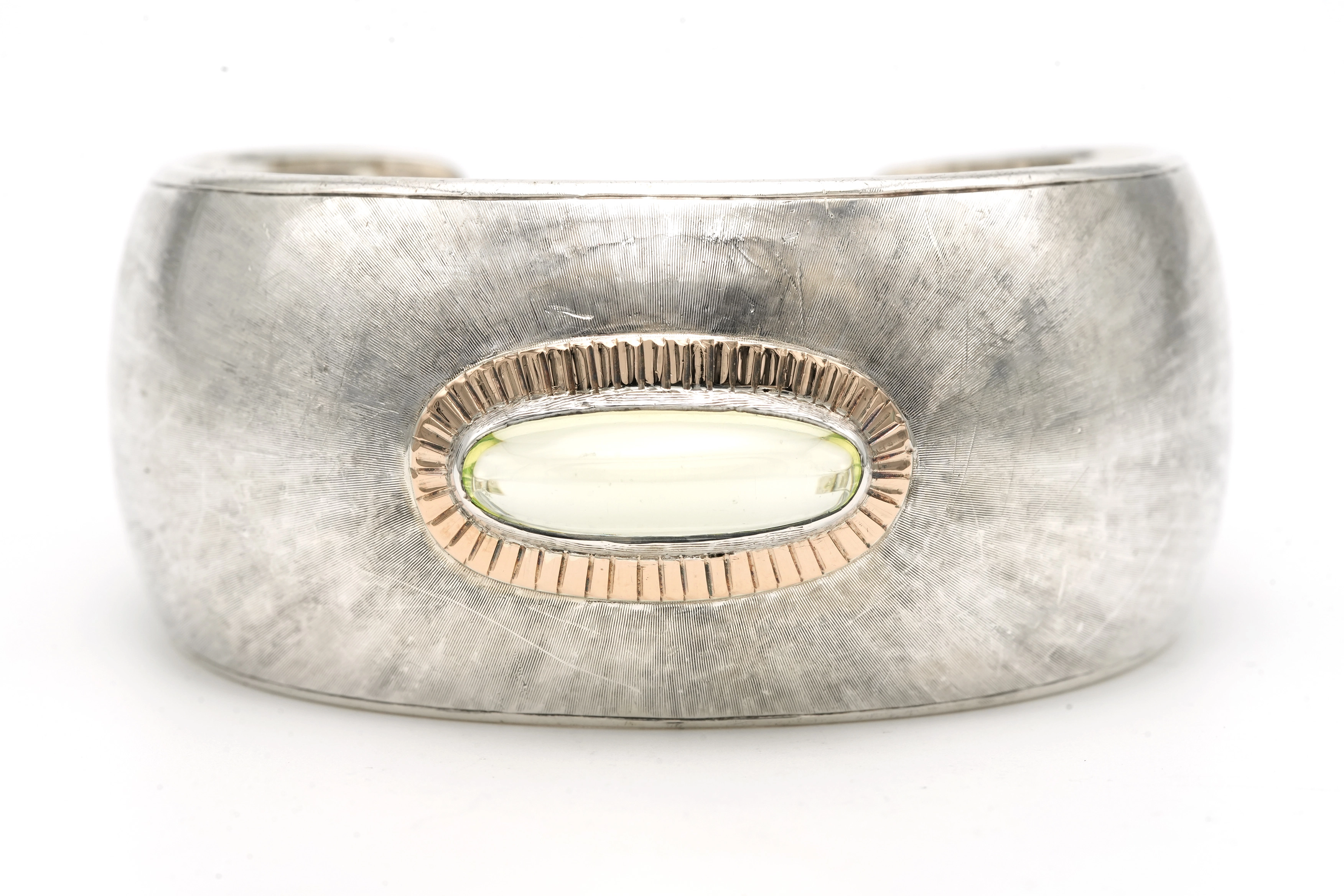 Bracelet Années 50 en argent 925 et or jaune 18 carats serti d'une ouraline - 1