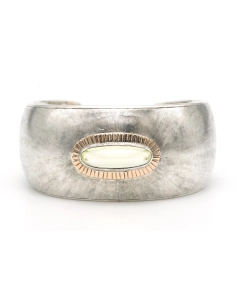 Bracelet Années 50 en argent 925 et or jaune 18 carats serti d'une ouraline - 1