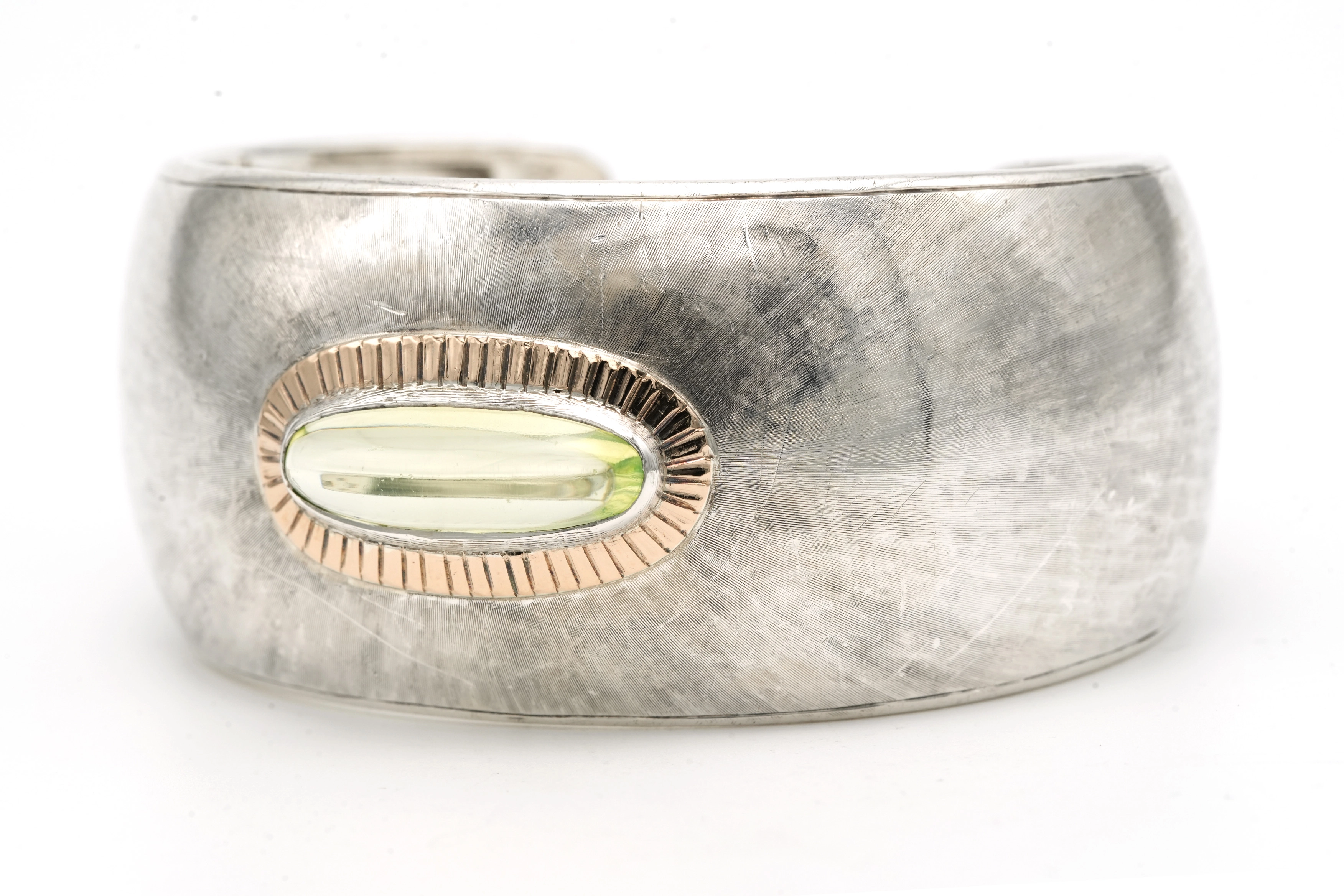 Bracelet Années 50 en argent 925 et or jaune 18 carats serti d'une ouraline - 2